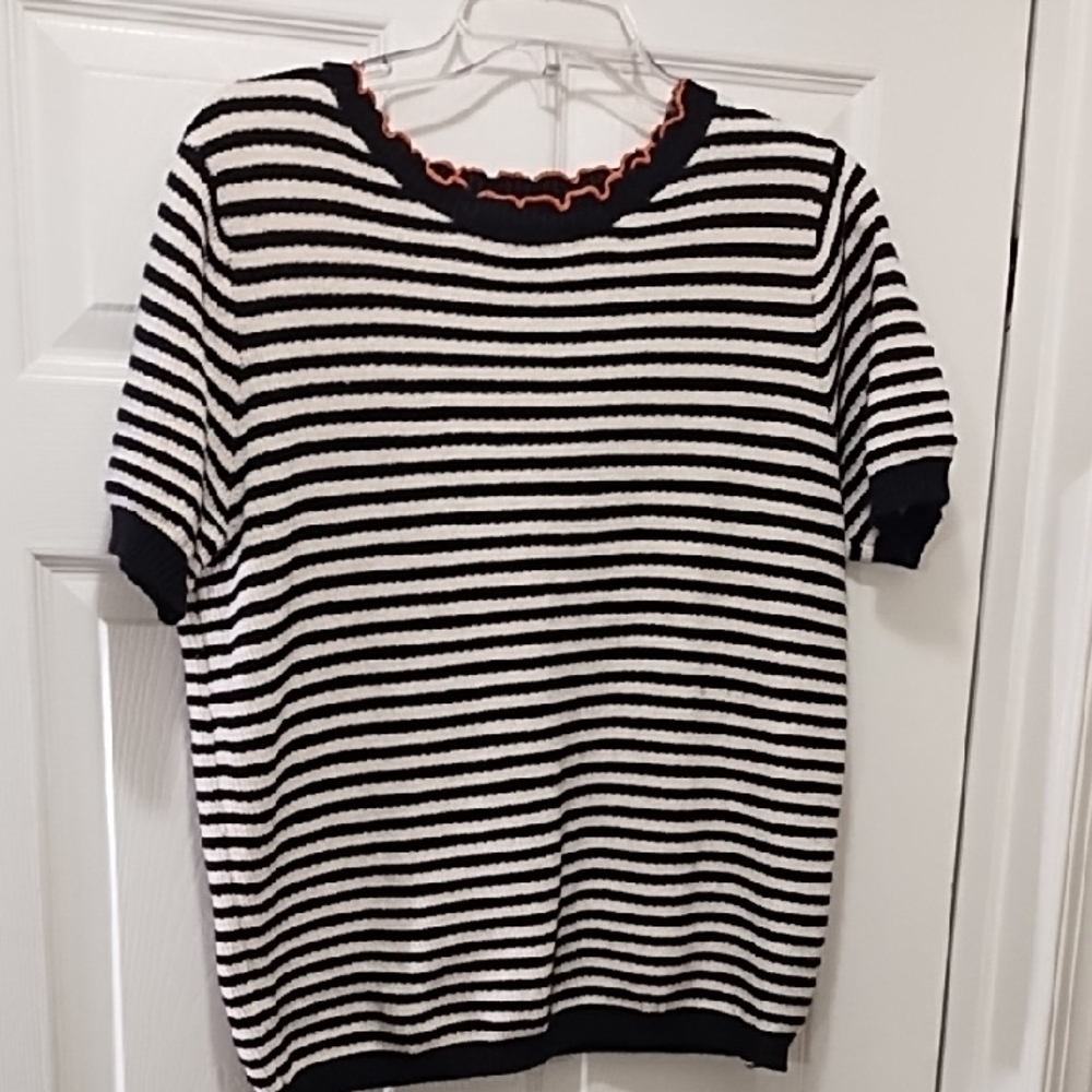 Loft striped short sleeve sweater L